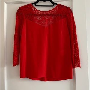Perfect Red silk and lace Sezane shirt